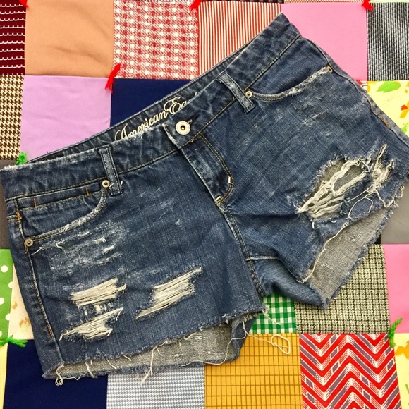 American Eagle Outfitters Pants - AEO Hand Distressed Custom Jean Shorts Jorts 10
